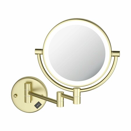 KIBI Circular LED Wall Mount Magnifying Make Up Mirror - Brushed Gold KMM101BG